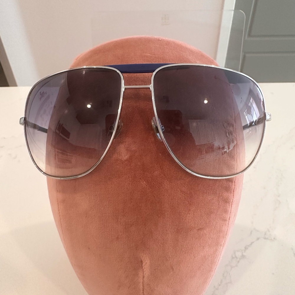 GUCCI Oversized Blue and SIlver Sunglasses